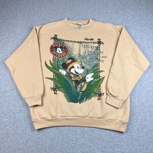 VTG Mickey Mouse Sweatshirt Mens Large (22x26) Florida Safari Disney Outdoor 90s
